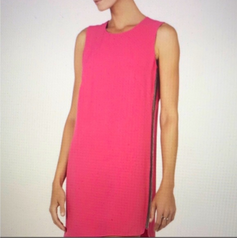 BCBG Fuchsia Sleeveless Shift Mini Dress with Side Stripe